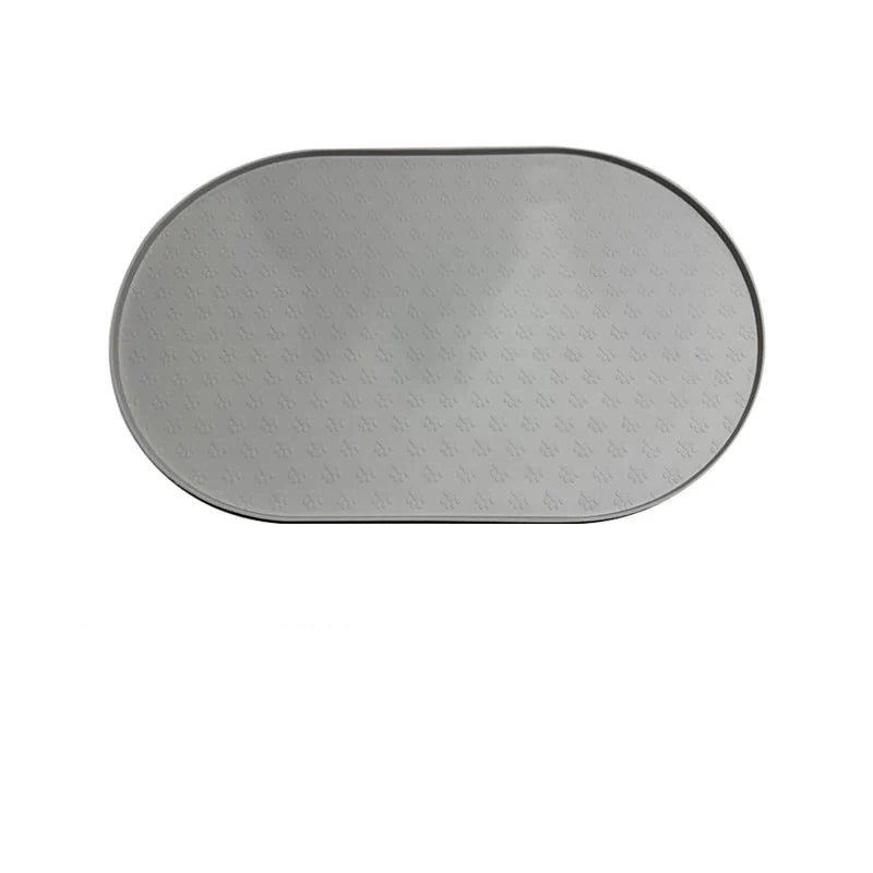 Tapis silicone gamelle chien gris ovale antidérapant pour repas propre et confortable