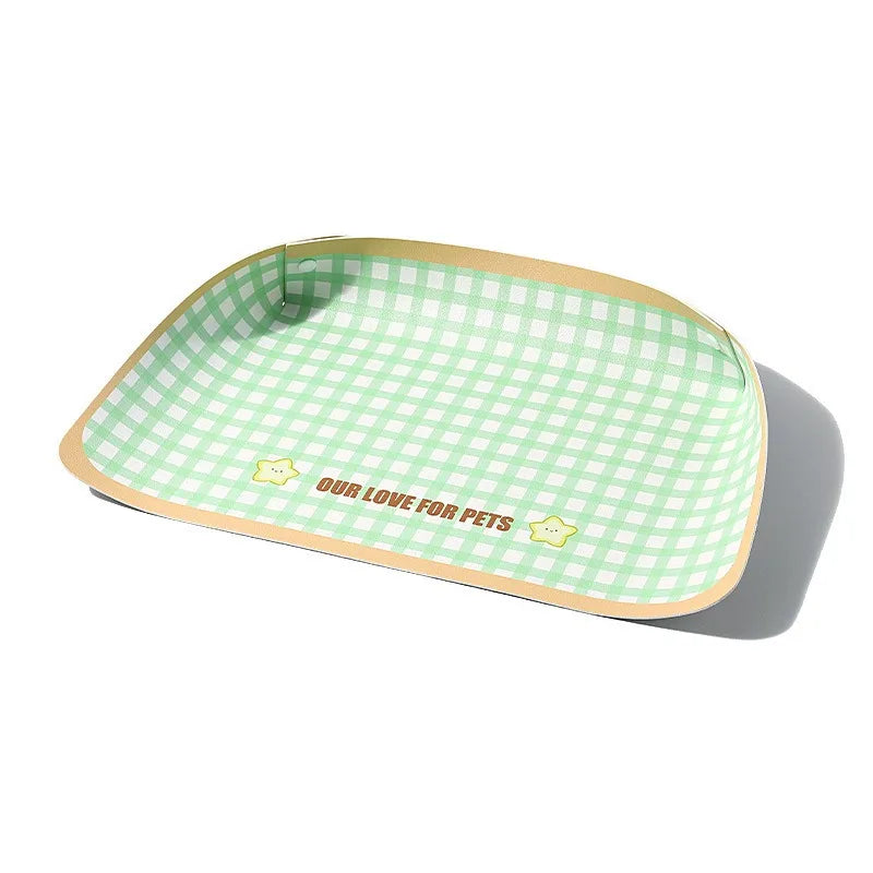 Tapis silicone pour Chien et chat de Oscar et Plume avec motif carreaux vert et inscription amoureuse