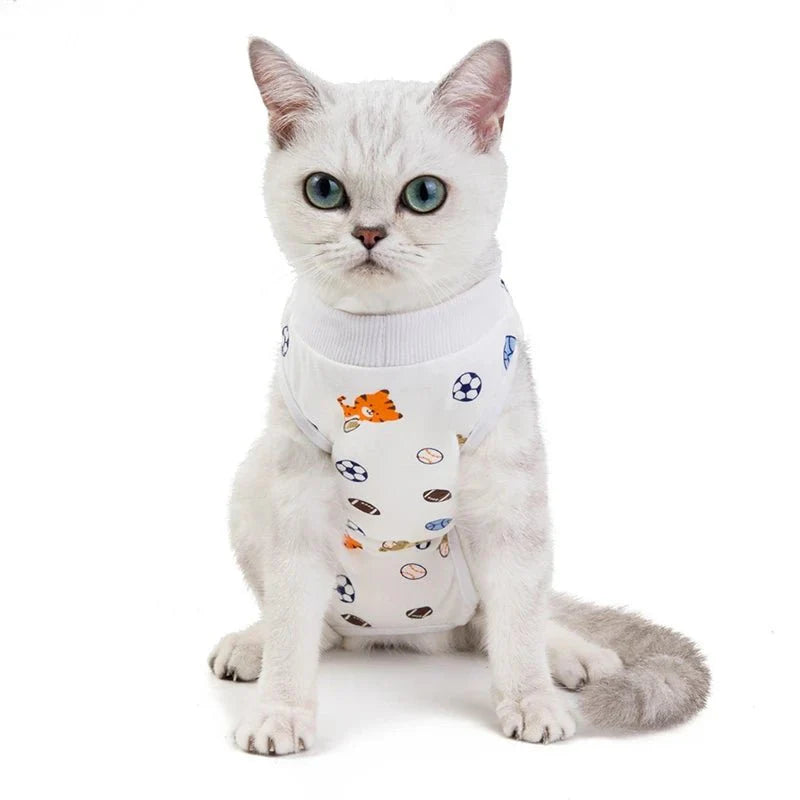 T-Shirt Post Opératoire Pour Chat - Motifs Colorés