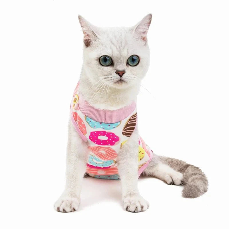 T-Shirt Post Opératoire Pour Chat - Motifs Colorés