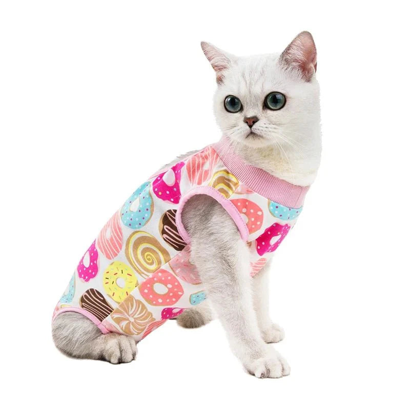 T-Shirt Post Opératoire Pour Chat - Motifs Colorés