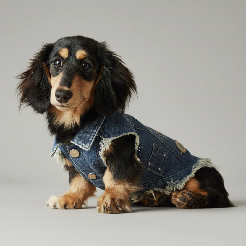 Veste En Jean Sans Manche Pour Chien Teckel