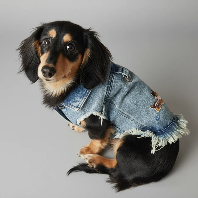 Veste En Jean Sans Manche Pour Chien Teckel