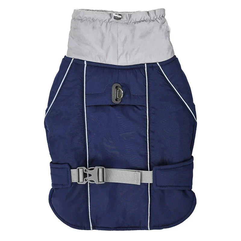 Veste imperméable chien Oscar et Plume en bleu avec ceinture ajustable pour une protection optimale