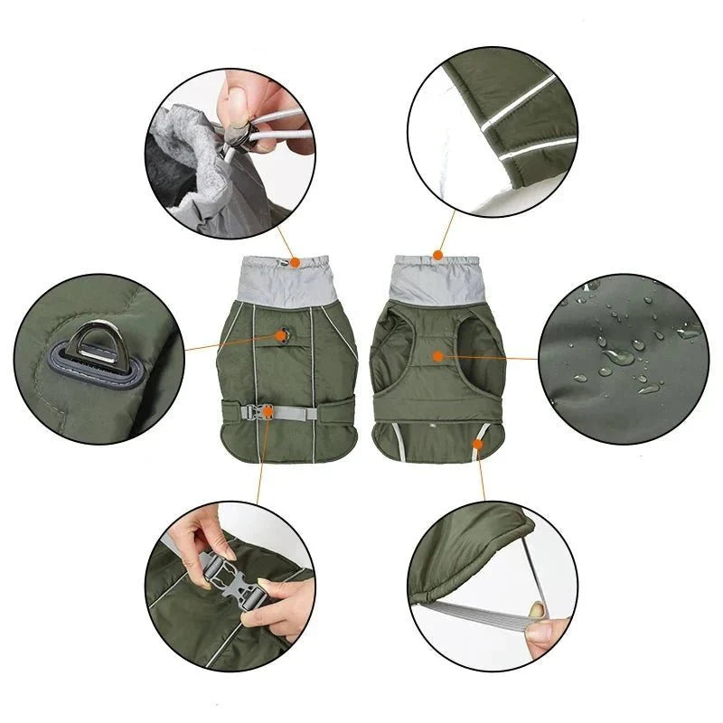Veste imperméable pour petit, moyen et grand chien