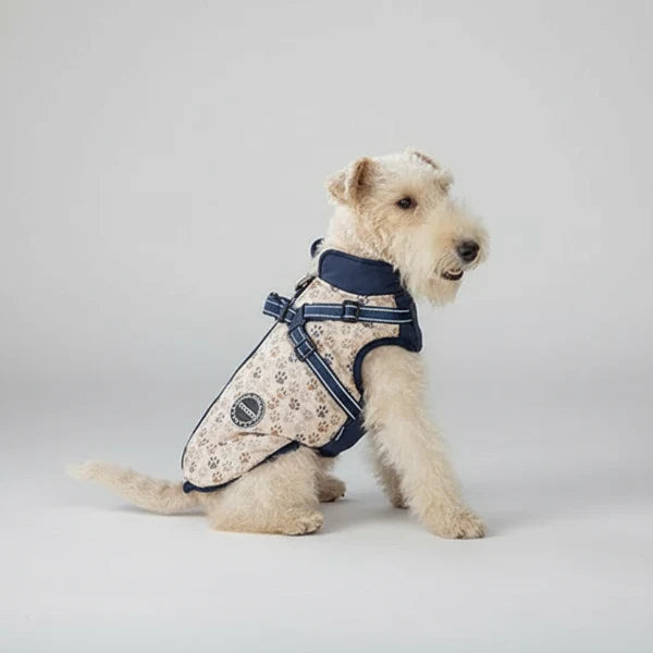 Veste Imperméable Doublée Polaire Avec Harnais Intégré Pour Chien