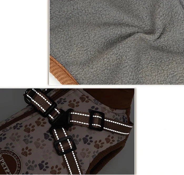 Veste Imperméable Doublée Polaire Avec Harnais Intégré Pour Chien - Les Bonnes Affaires