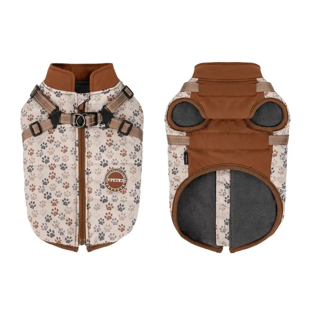 Veste Imperméable Doublée Polaire Avec Harnais Intégré Pour Chien - Les Bonnes Affaires