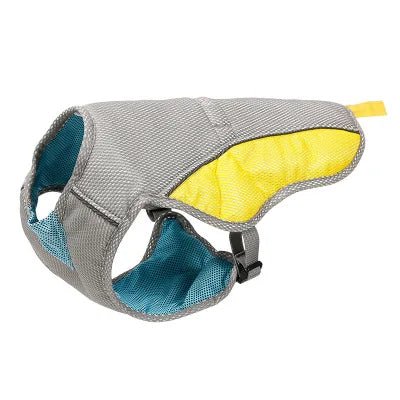 Vêtement rafraîchissant chien gris et jaune avec sangle ajustable par Oscar et Plume