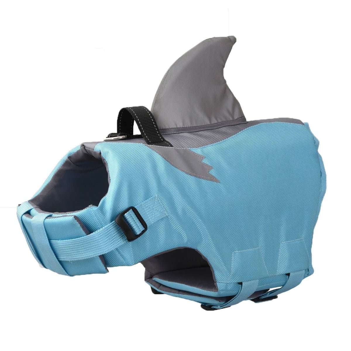 Vêtement sécurité chien design bleu avec aileron requin pour protection et style