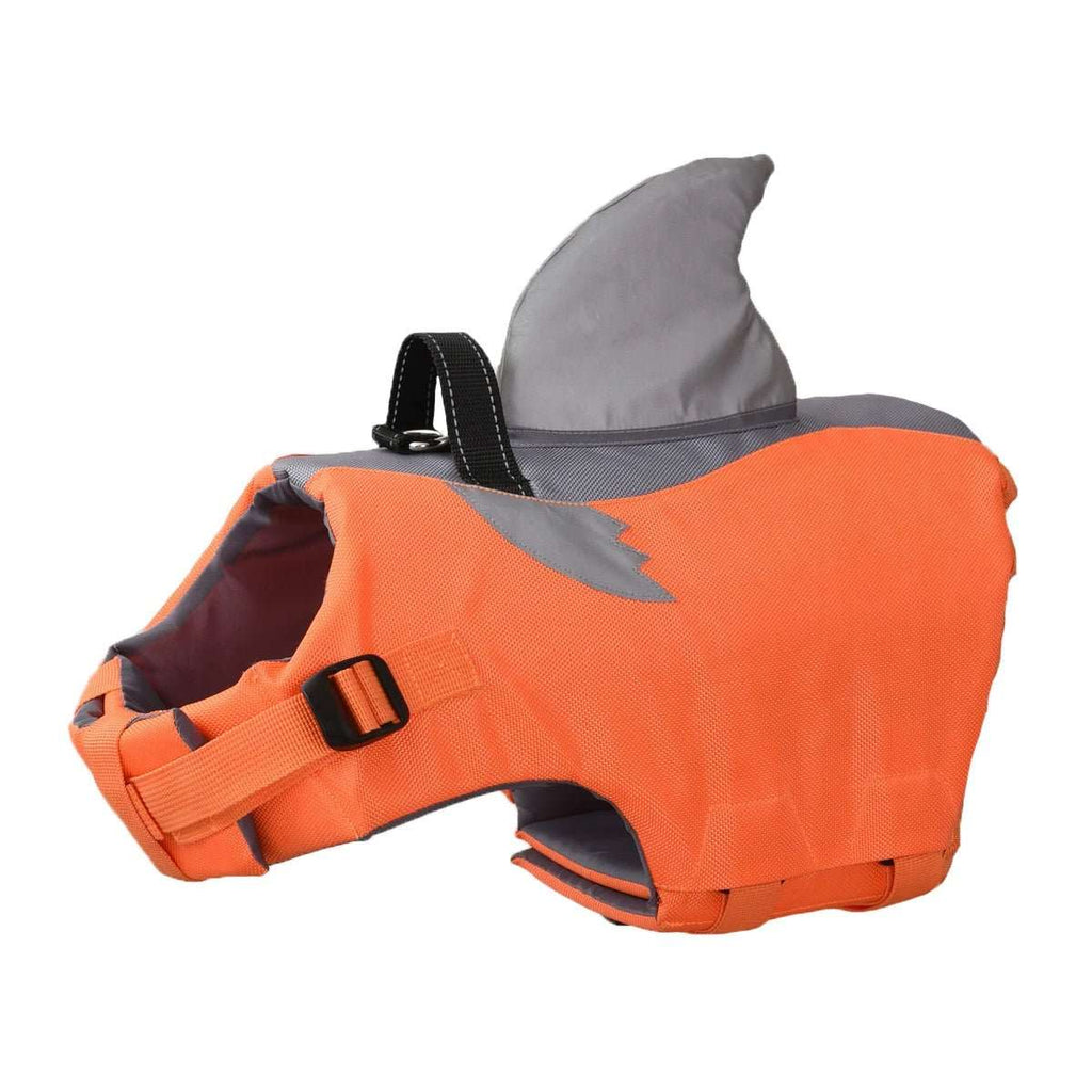 Vêtement sécurité chien design orange avec aileron gris pour visibilité et protection