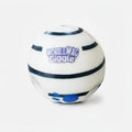 Balle sonore pour chien Oscar et Plume blanche avec motifs bleus et noirs pour jeu interactif